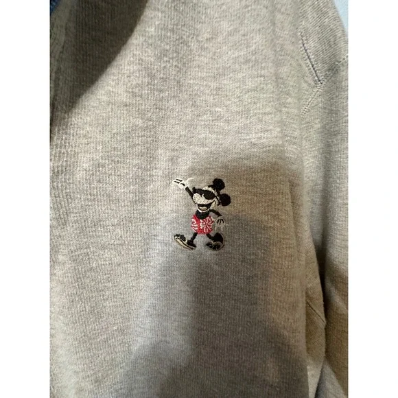 Tommy Bahama Disney Mickey Mouse Mens XXL Quarter Zip Pullover Cotton Beige
